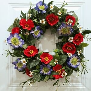 Patriotic Grapevine Wreath Red White and Blue